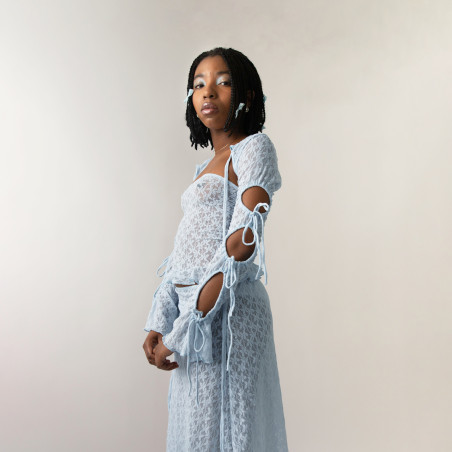 Tube top en dentelle Bleue