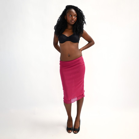 Jupe en mesh couleur framboise