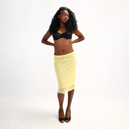 Jupe en mesh couleur citron